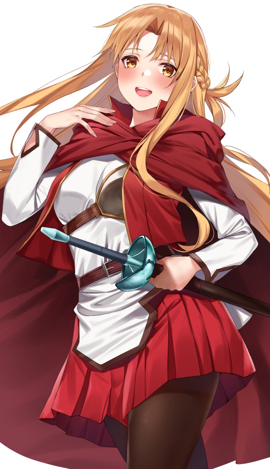 armor, asuna_(sword_art_online), hachiroku_(hatirokusann86), pantyhose, sword, sword_art_online