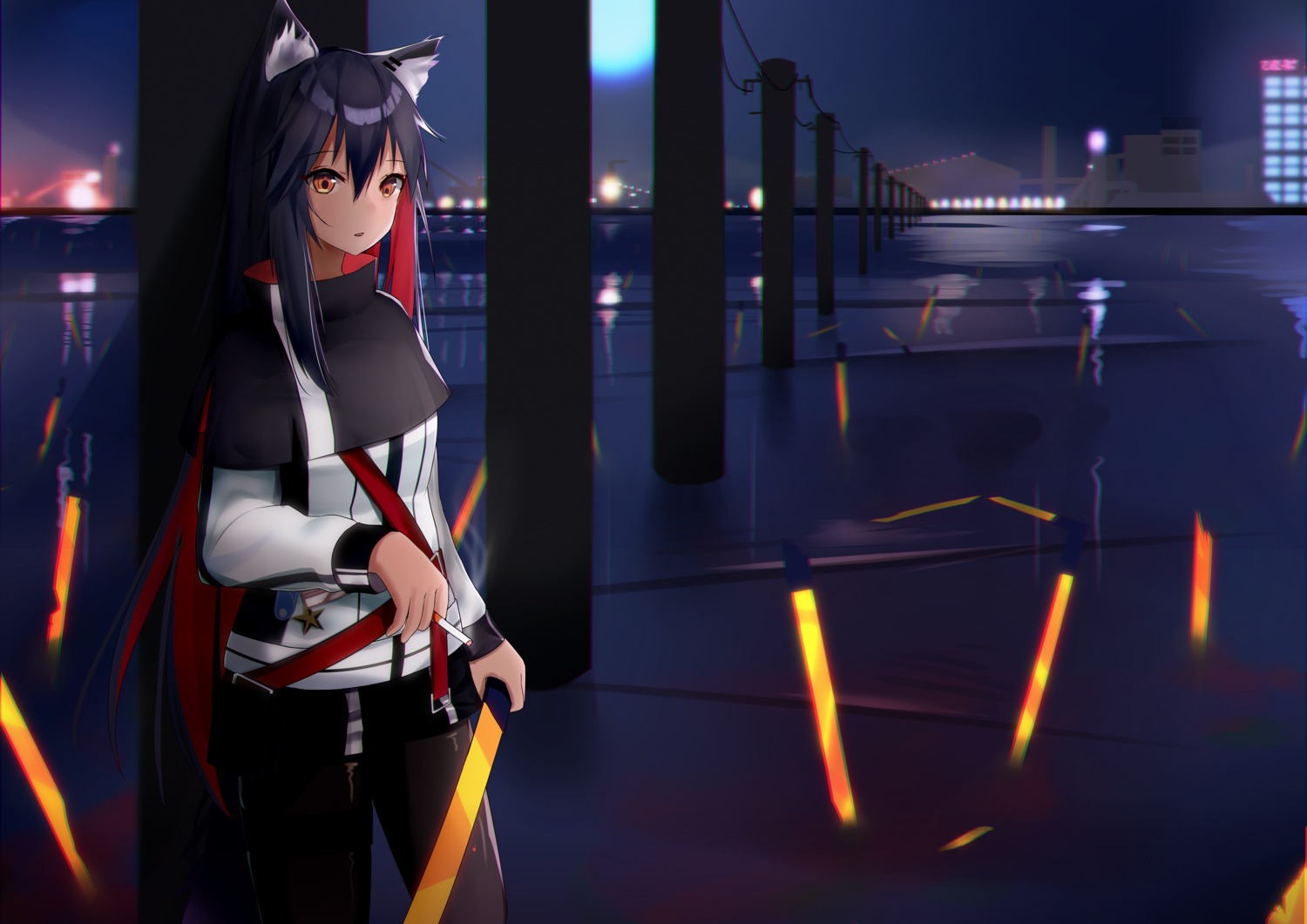 animal_ears, arknights, kotoha_(kotoha65), pantyhose, sword, texas_(arknights)