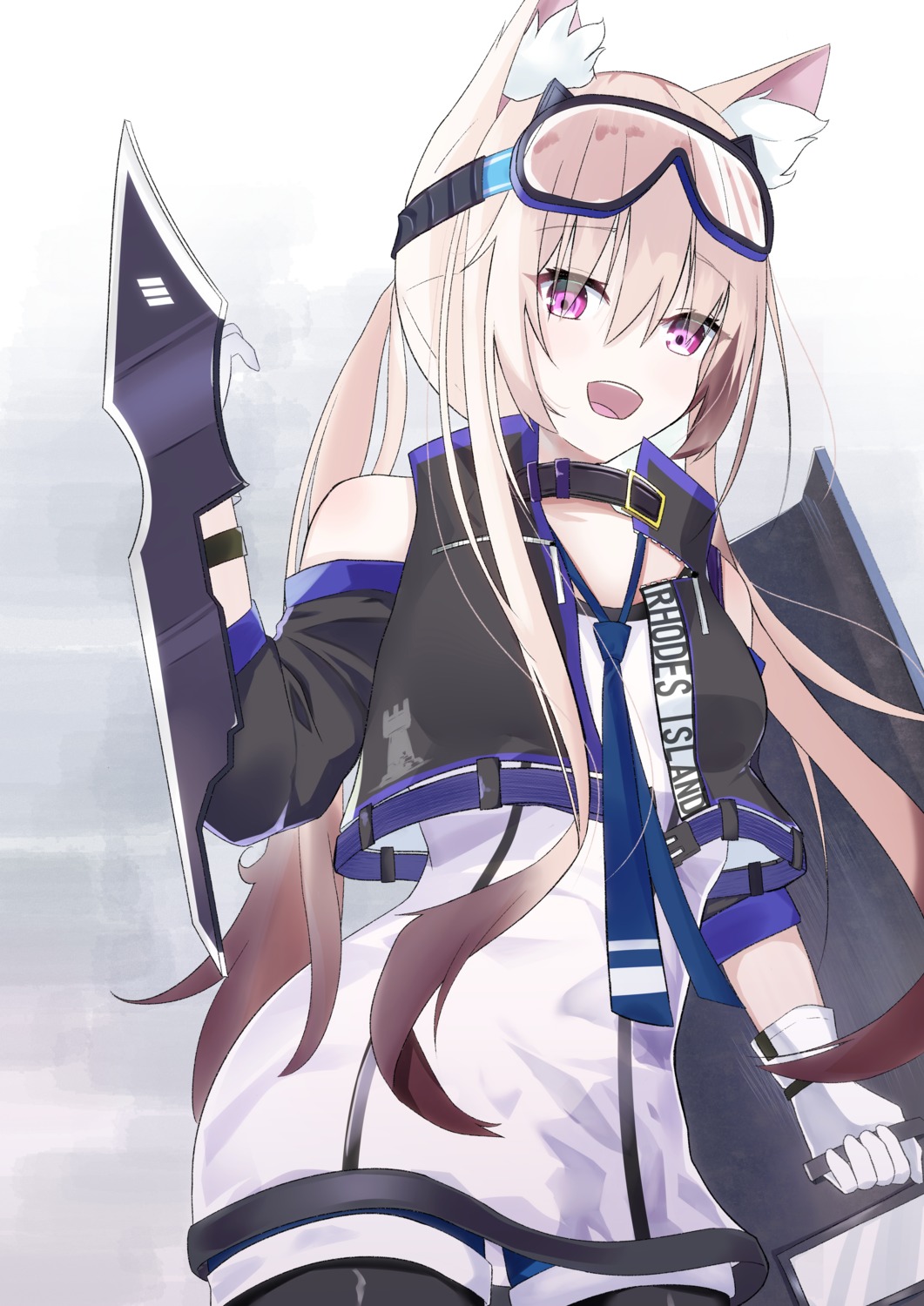 animal_ears, arknights, cardigan_(arknights), kotoha_(kotoha65), pantyhose, weapon