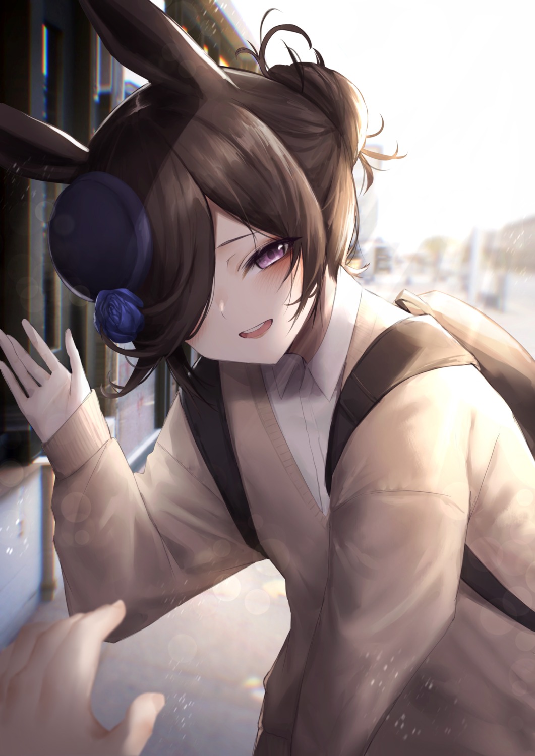 animal_ears, hinamayo, rice_shower_(umamusume), seifuku, sweater, uma_musume_pretty_derby