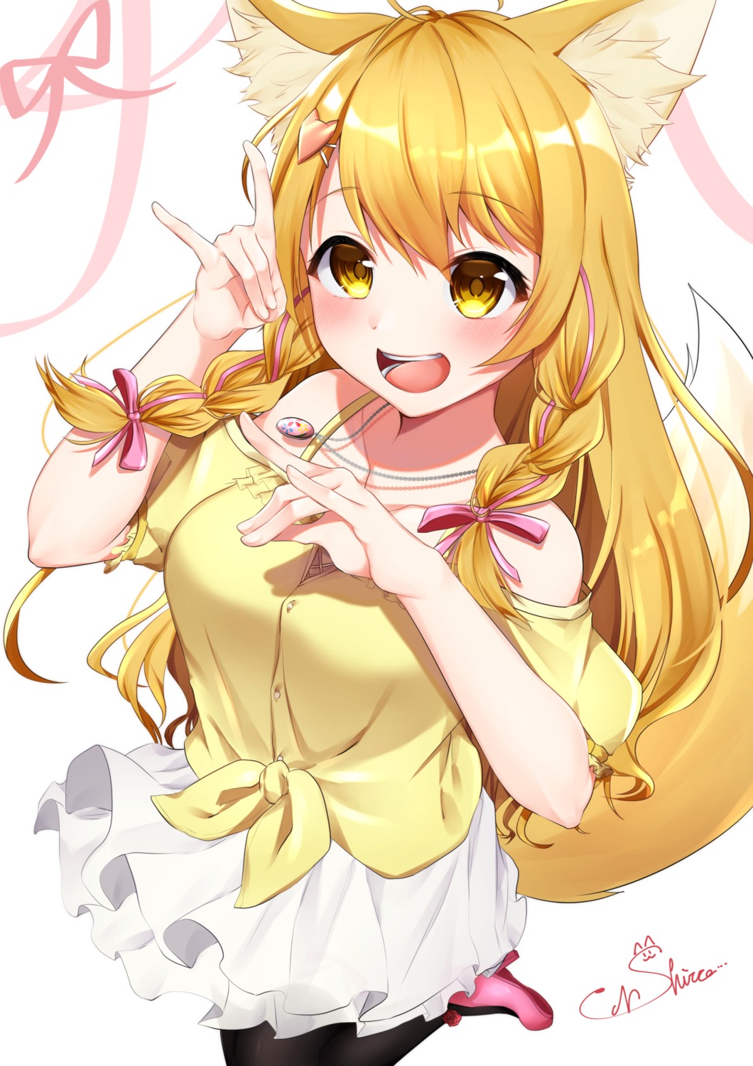 aika_(1019-akari), animal_ears, heels, kitsune, skirt_lift, tail