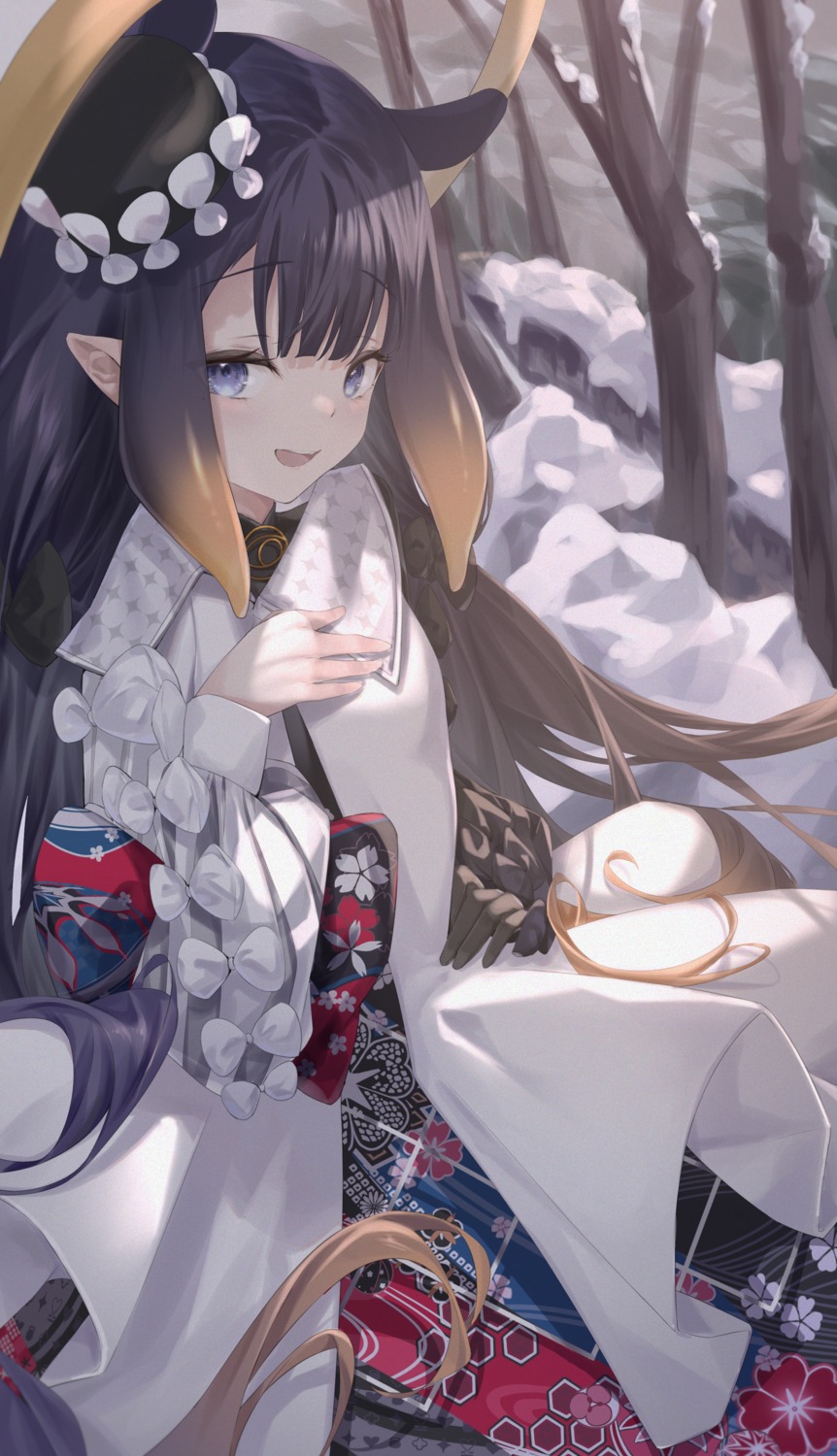 angel, hololive, hololive_english, japanese_clothes, ninomae_ina'nis, pointy_ears, pola_(1021)