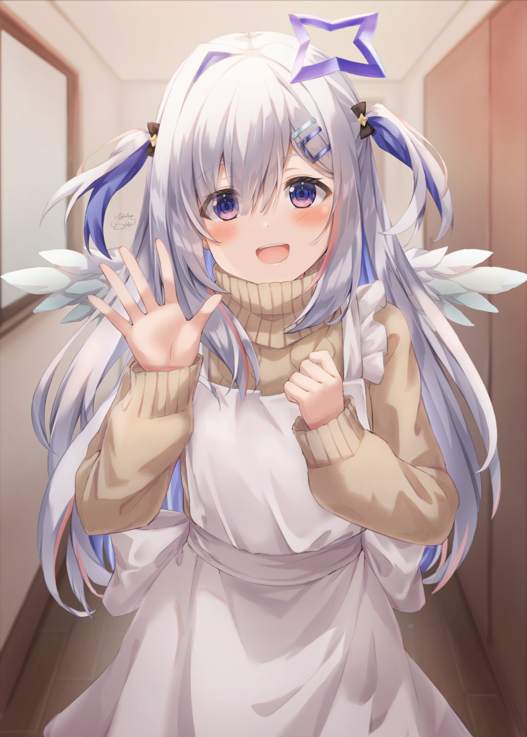 amane_kanata, angel, hololive, sweater, wings, yukikawa_sara