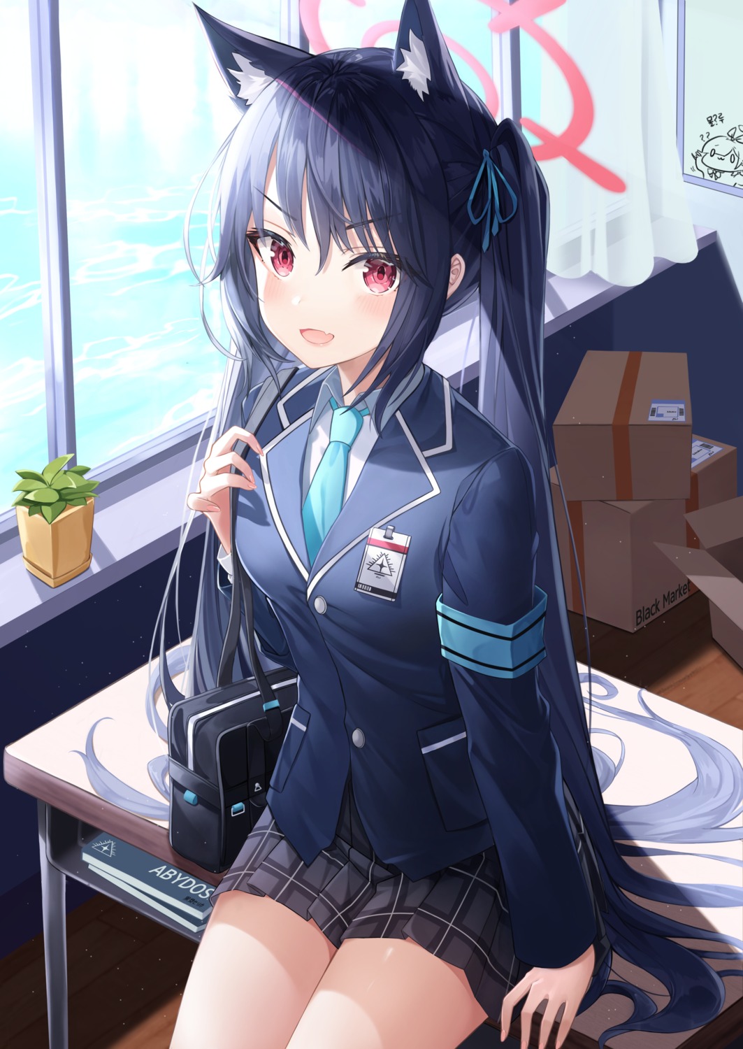 animal_ears, blue_archive, halo, kimhu94, kuromi_serika, nekomimi, seifuku