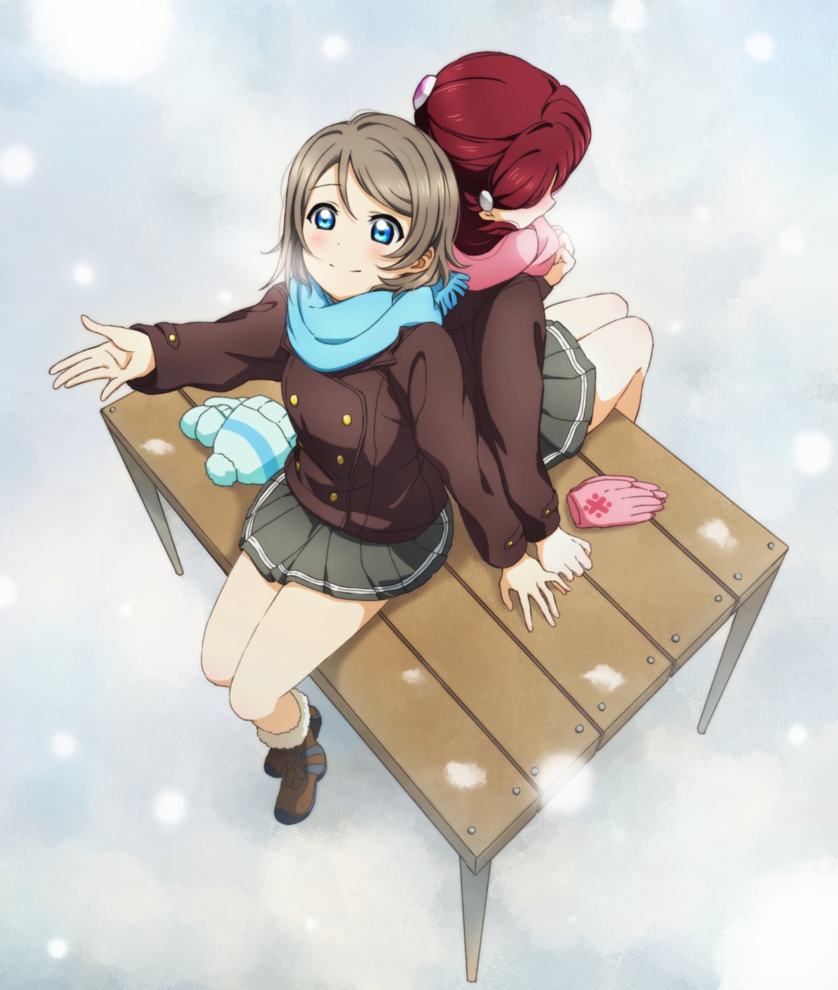love_live!_(series), love_live!_sunshine!!, saginuma_riko, seifuku, watanabe_you, yuchi_(salmon-1000), yuri