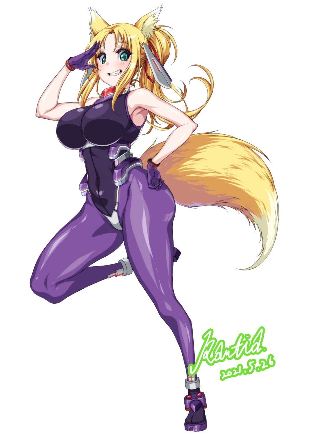 animal_ears, bodysuit, dog_days, kitsune, rantia, tail, yukikaze_panettone