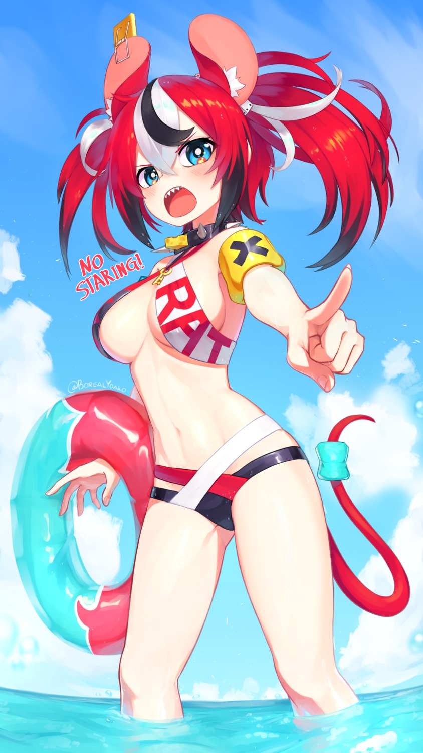 animal_ears, bikini, hakos_baelz, hololive, hololive_english, swimsuits, tail, yoako