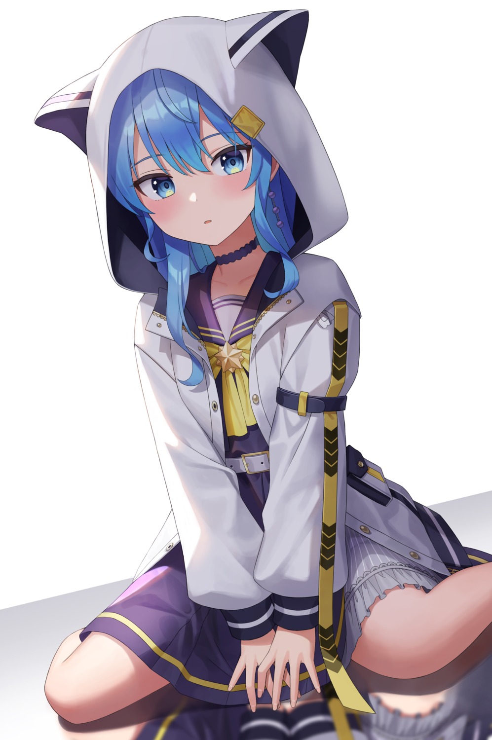 animal_ears, beomko, hololive, hoshimachi_suisei, nekomimi, seifuku