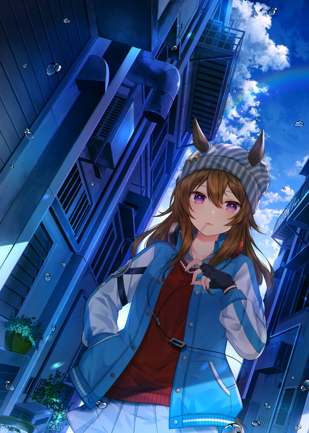 animal_ears, haruyama_natsuwo, headphones, nakayama_festa_(umamusume), sweater, uma_musume_pretty_derby