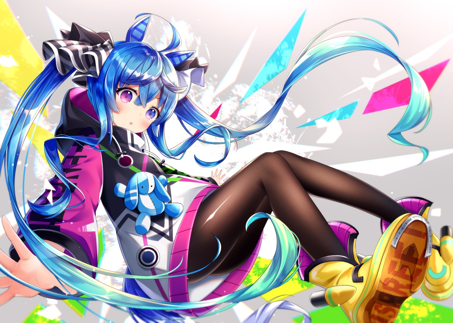 animal_ears, haruyama_natsuwo, heterochromia, pantyhose, skirt_lift, tail, twin_turbo_(umamusume), uma_musume_pretty_derby