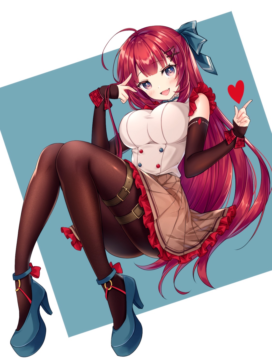 garter, haruyama_natsuwo, heels, pantyhose, skirt_lift