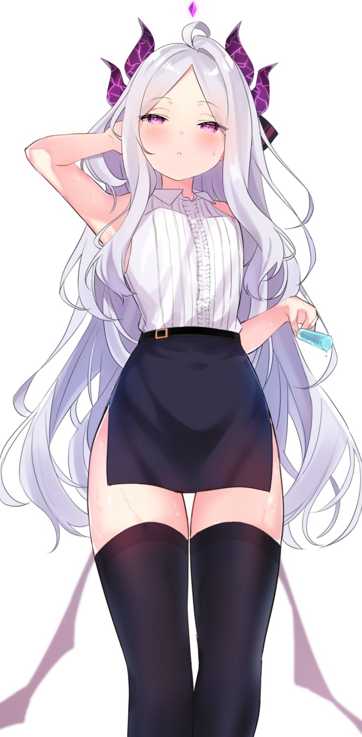 blue_archive, devil, halo, horns, ponponnun, sorasaki_hina, thighhighs, wings
