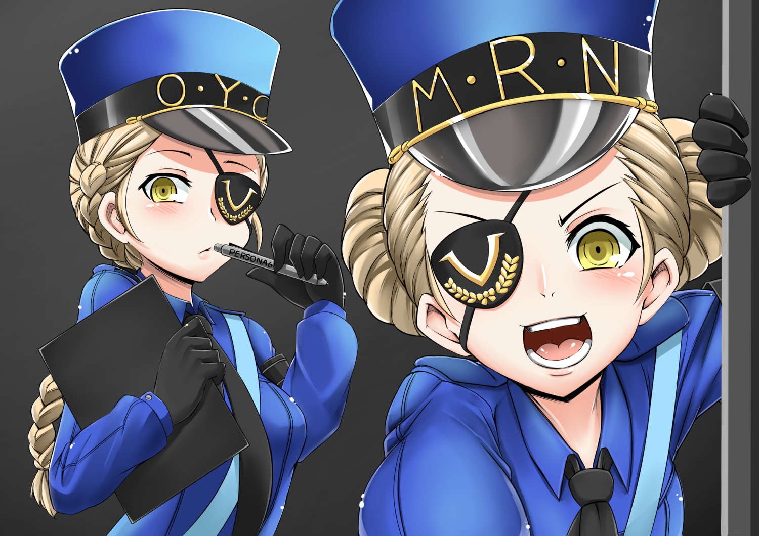 caroline_(persona_5), eyepatch, persona_5, uniform, virusotaku