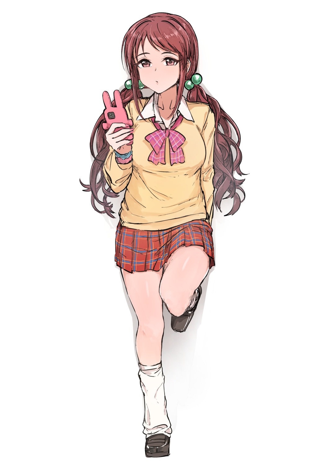 mifune_miyu, seifuku, sketch, skirt_lift, sweater, the_idolm@ster, the_idolm@ster_cinderella_girls, ushimochi