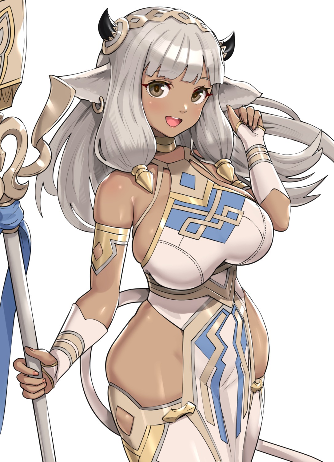 animal_ears, ash_(fire_emblem), fire_emblem, fire_emblem_heroes, gonzarez, horns, tail, weapon