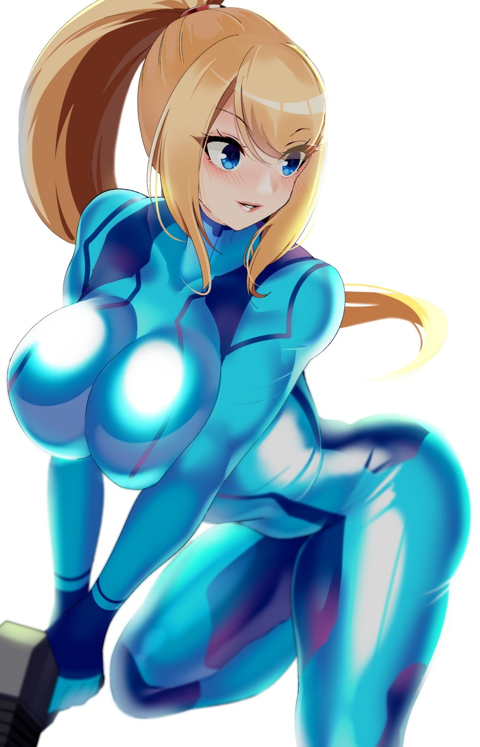 bodysuit, breast_hold, gun, metroid, samus_aran, volyz