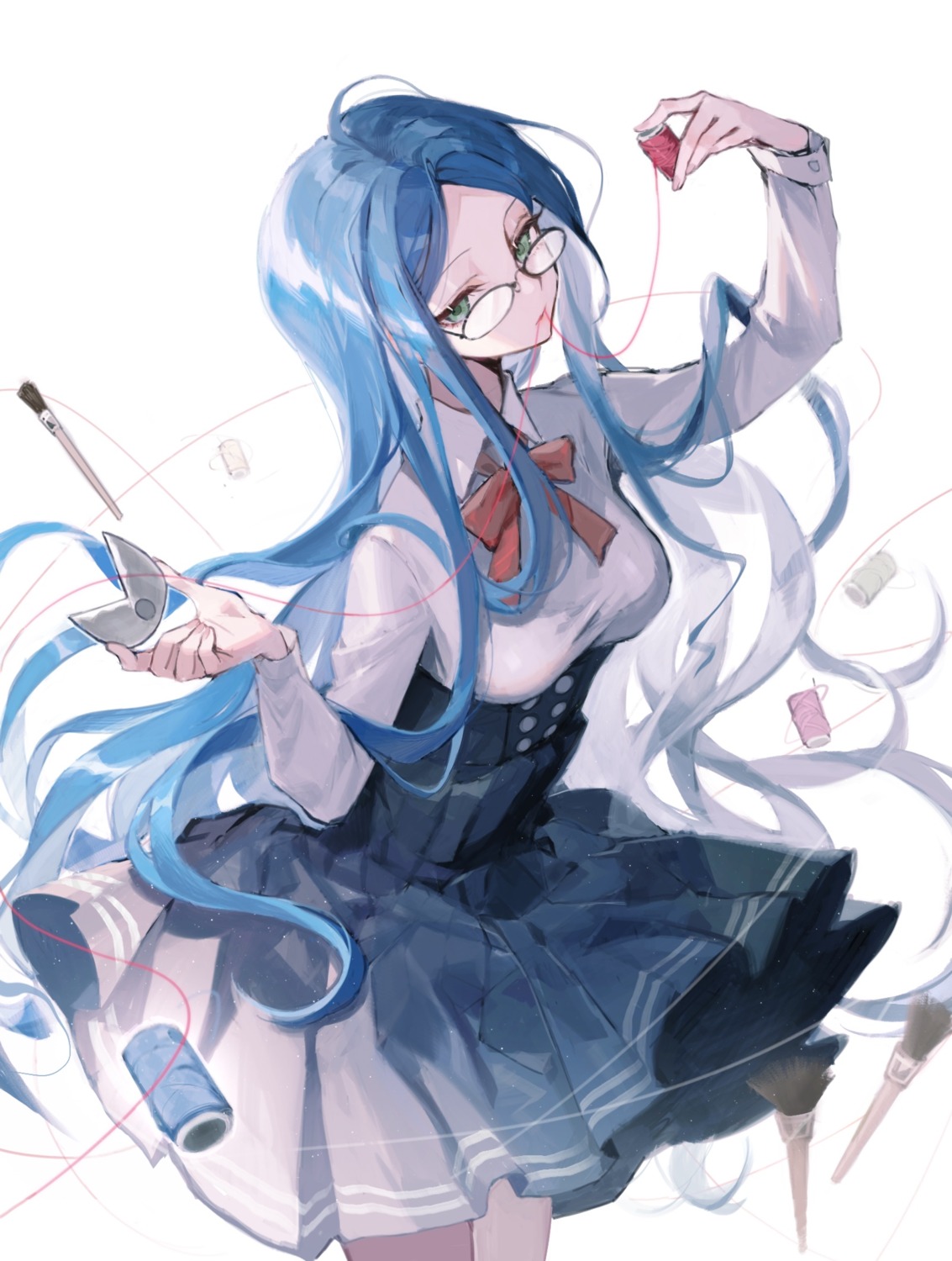 dangan-ronpa_v3, megane, raito47, seifuku, skirt_lift
