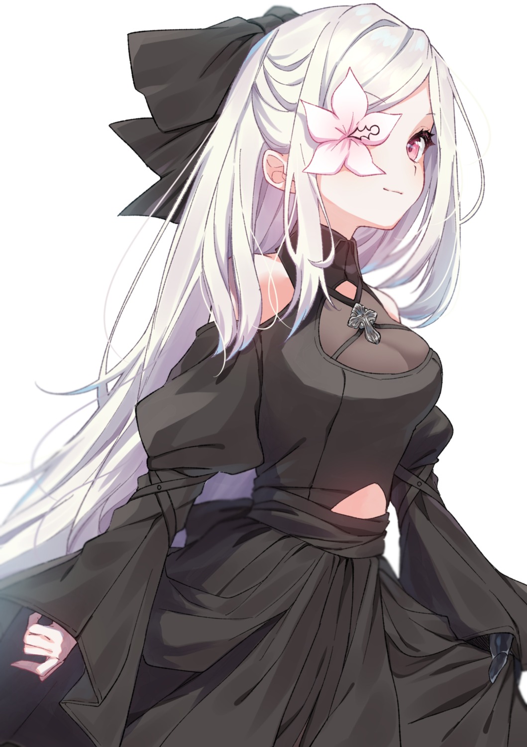 cleavage, drakengard, drakengard_3, dress, eyepatch, hinakano_h, see_through, zero_(drakengard)