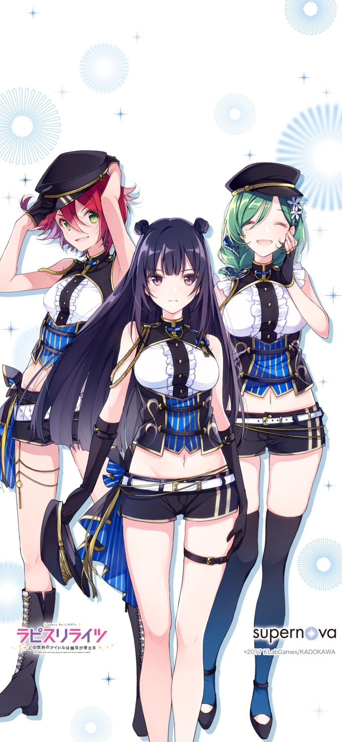 fiona_(lapis_re:lights), garter, heels, lapis_re:lights, millefeuille_(lapis_re:lights), thighhighs, u35, uniform, yue_(lapis_re:lights)