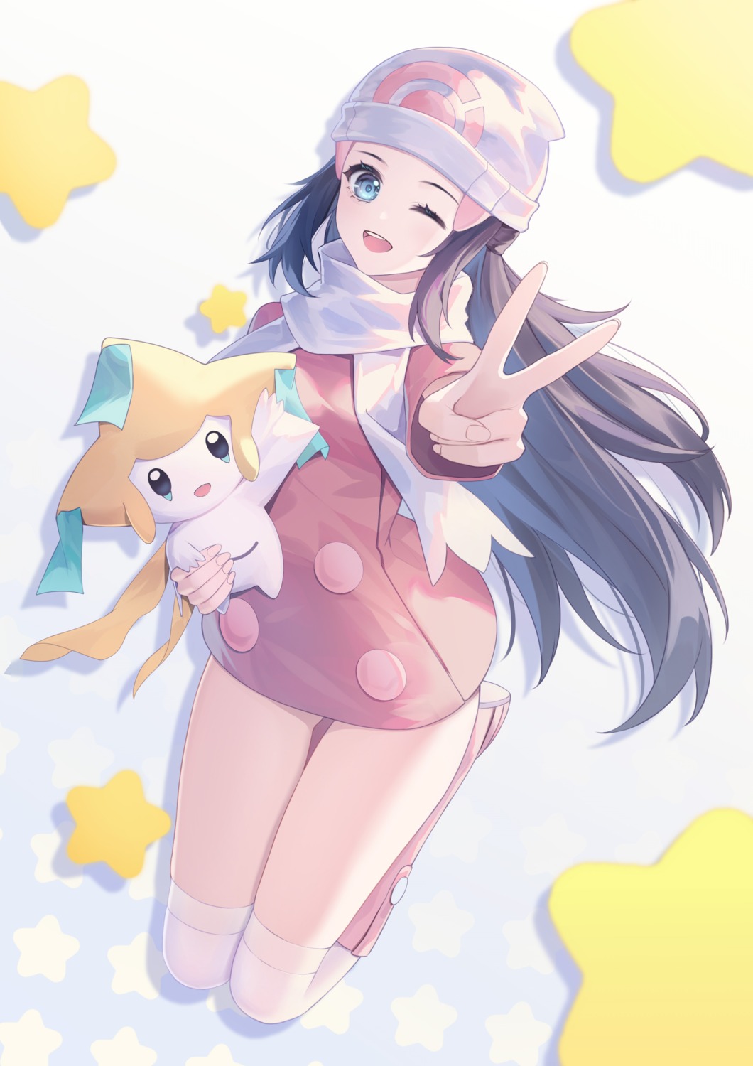 dress, hikari_(pokemon), kirby_d_a, pokemon, pokemon_bdsp, pokemon_dppt, thighhighs