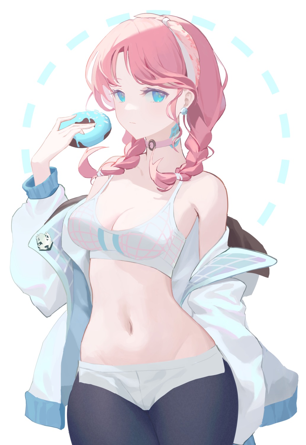 arknights, blue_poison_(arknights), bra, open_shirt, senya8833