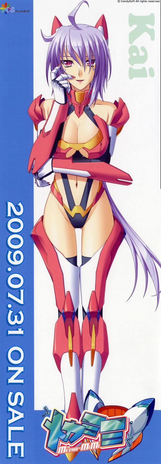 cleavage, mahiro_takeumi, mecha-mimi, stick_poster, thighhighs