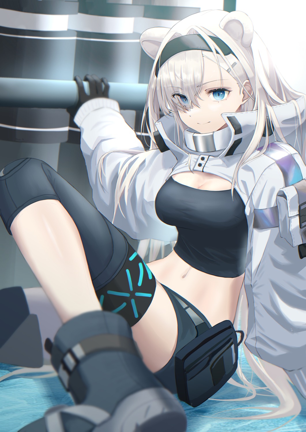 animal_ears, arknights, aurora_(arknights), cleavage, tagme
