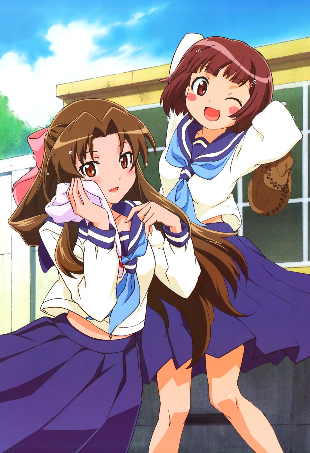 ogasawara_akiko, seifuku, suzukawa_koume, taishou_yakyuu_musume