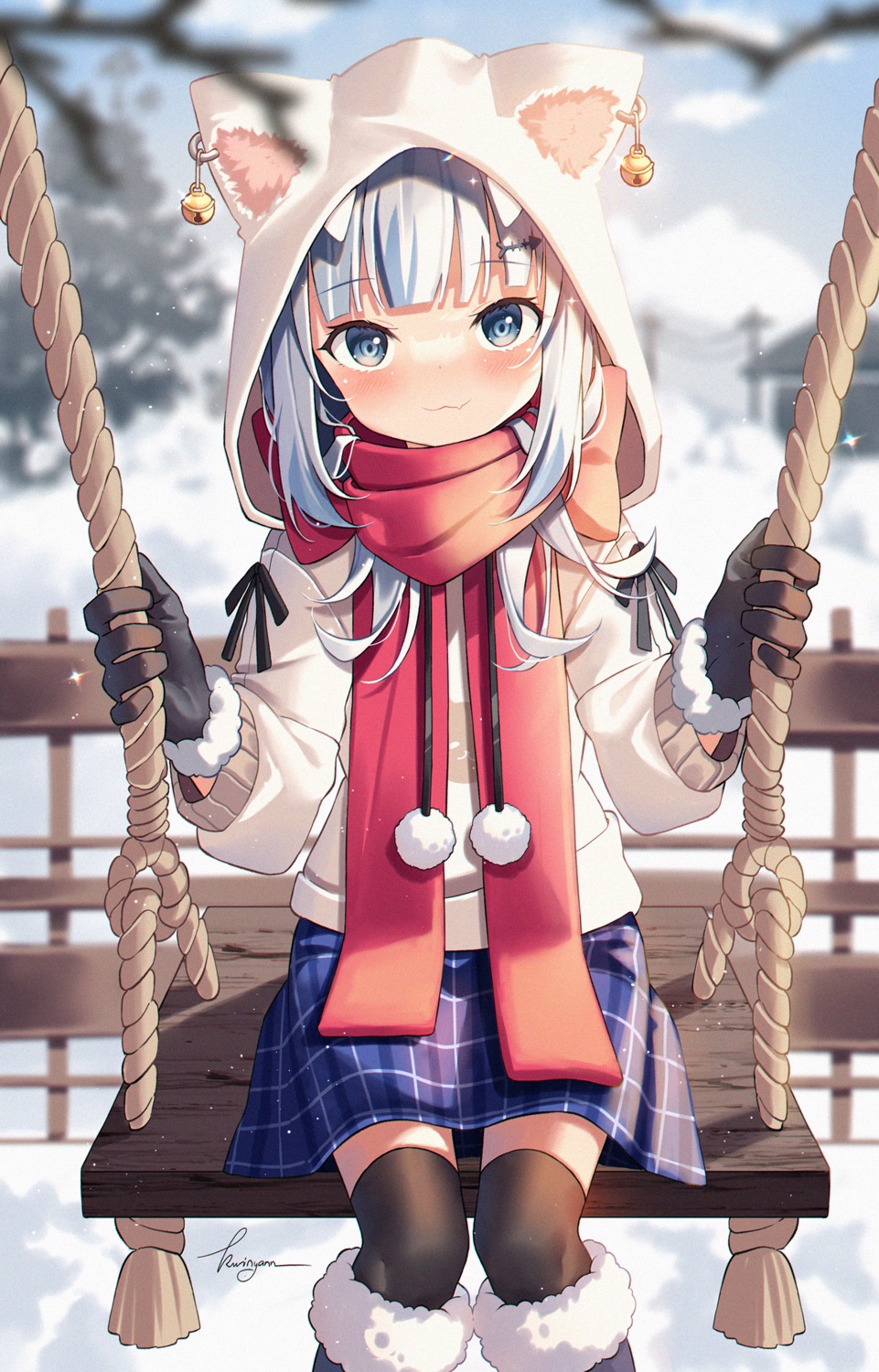 animal_ears, gawr_gura, hololive, hololive_english, kuri_(animejpholic), nekomimi, seifuku, thighhighs
