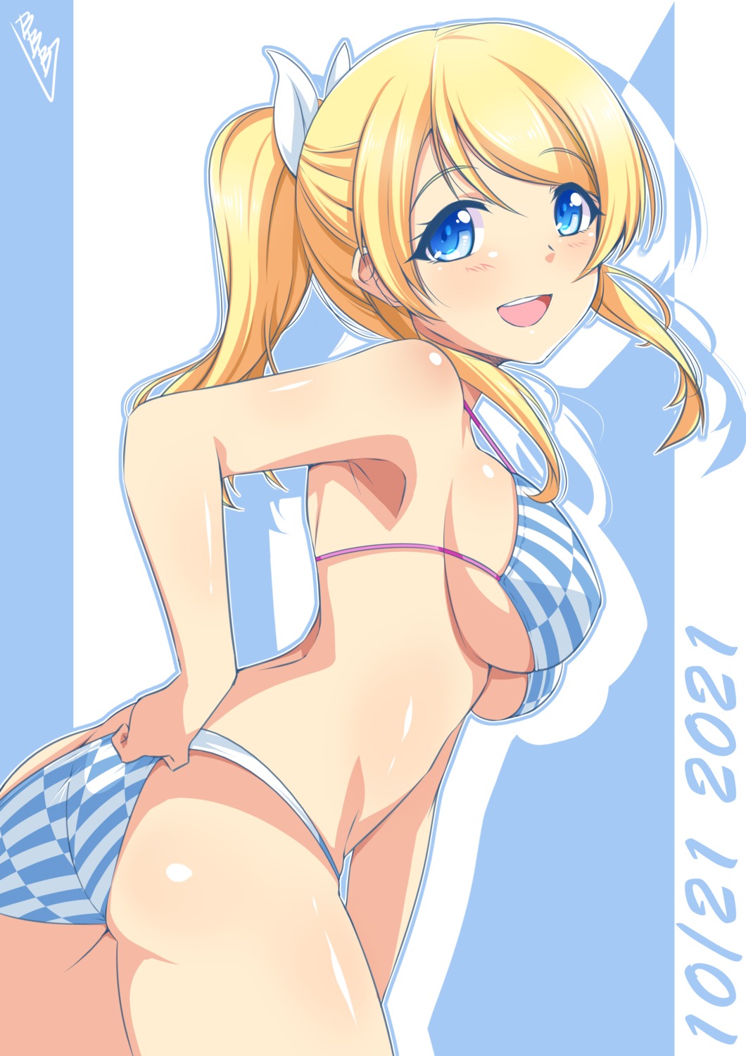 ass, ayase_eli, bikini, bunji, love_live!, love_live!_(series), swimsuits