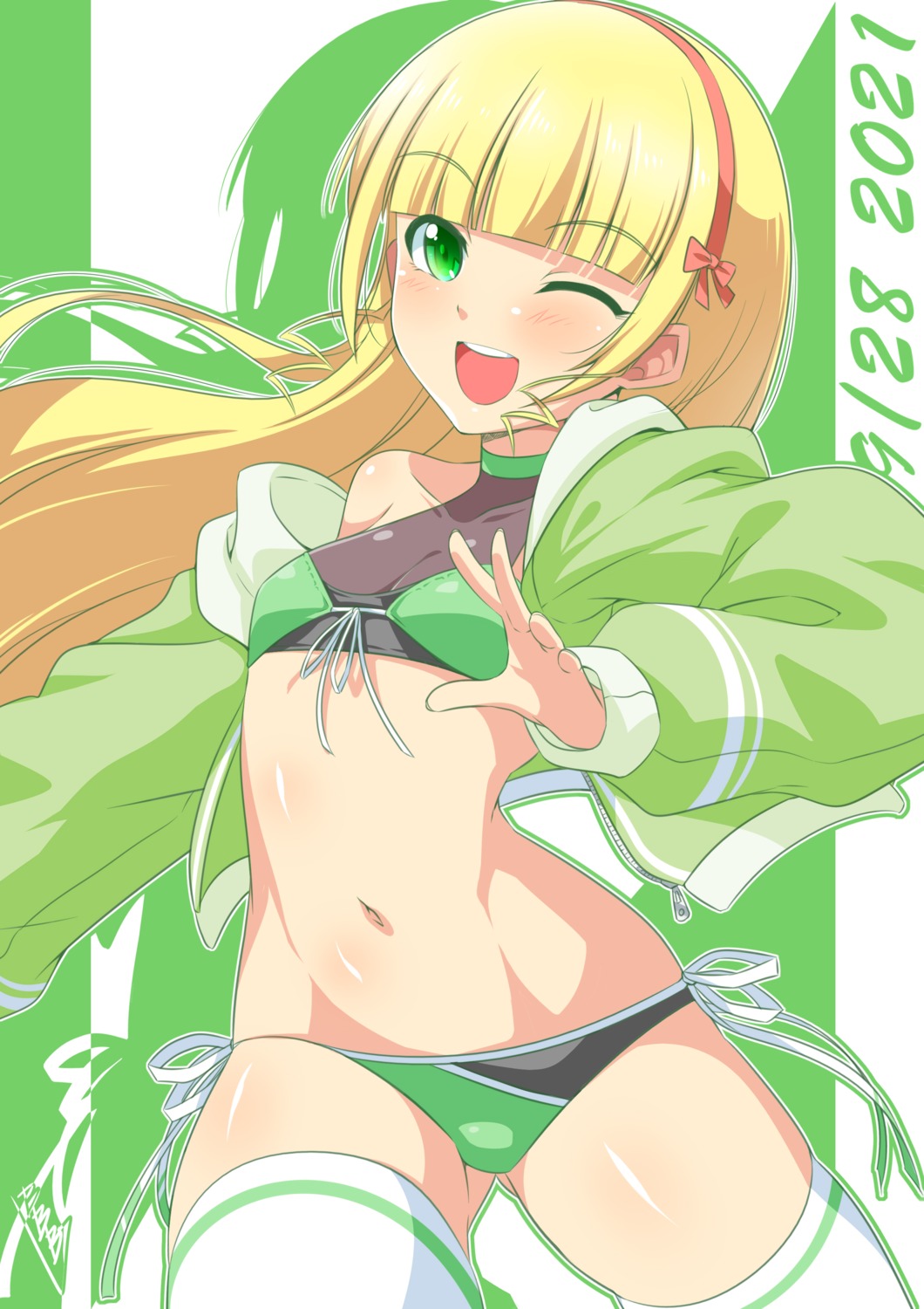 bikini, bunji, heanna_sumire, love_live!_(series), love_live!_superstar!!, open_shirt, see_through, swimsuits