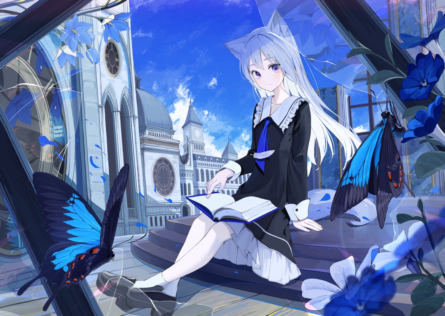 animal_ears, dress, mikisai, tail