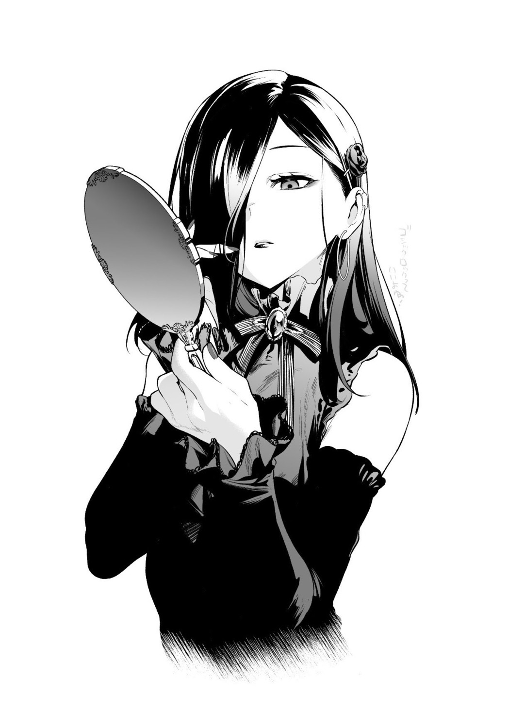 amaneku, monochrome, sketch