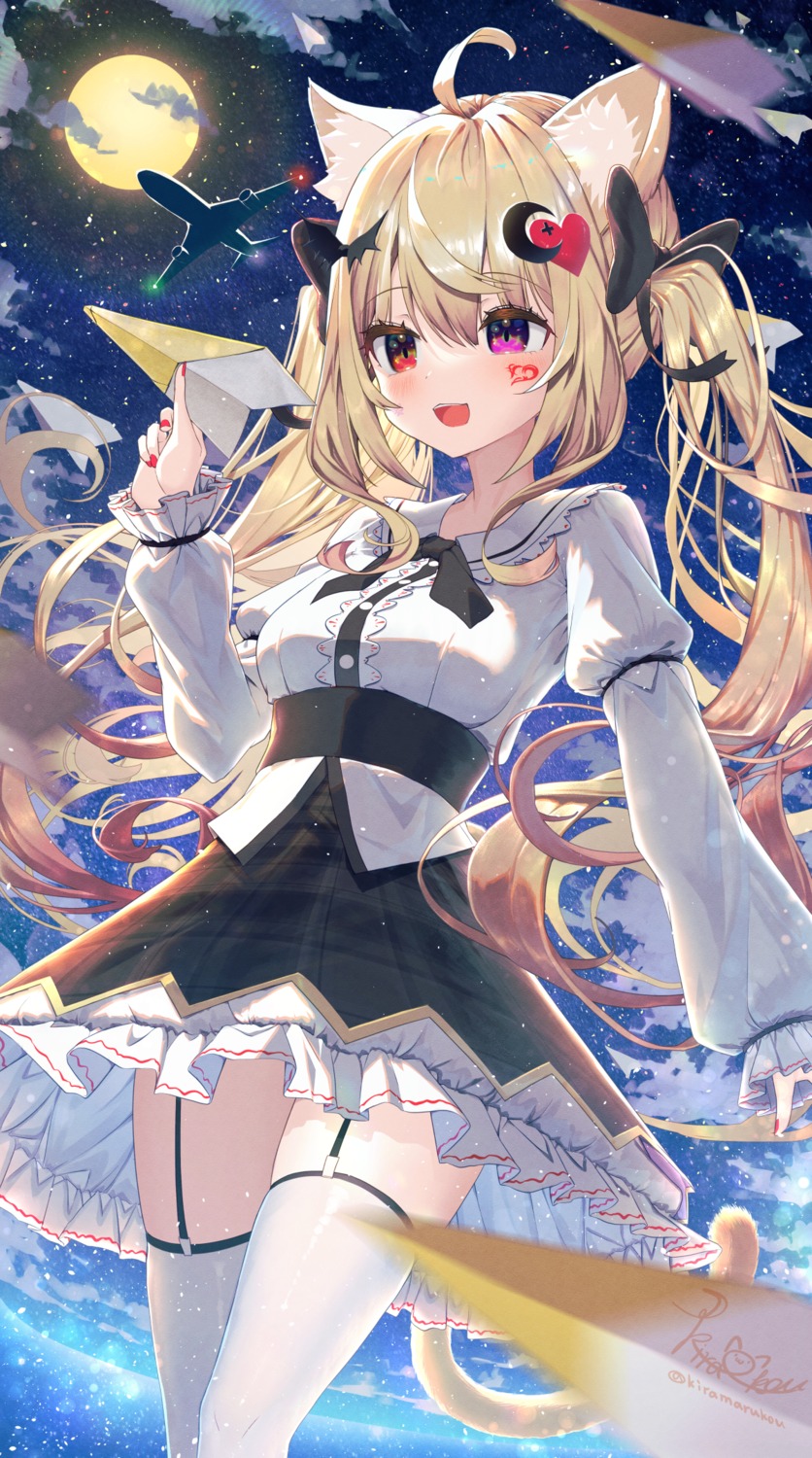 animal_ears, heterochromia, kiramarukou, nekomimi, stockings, tail, thighhighs
