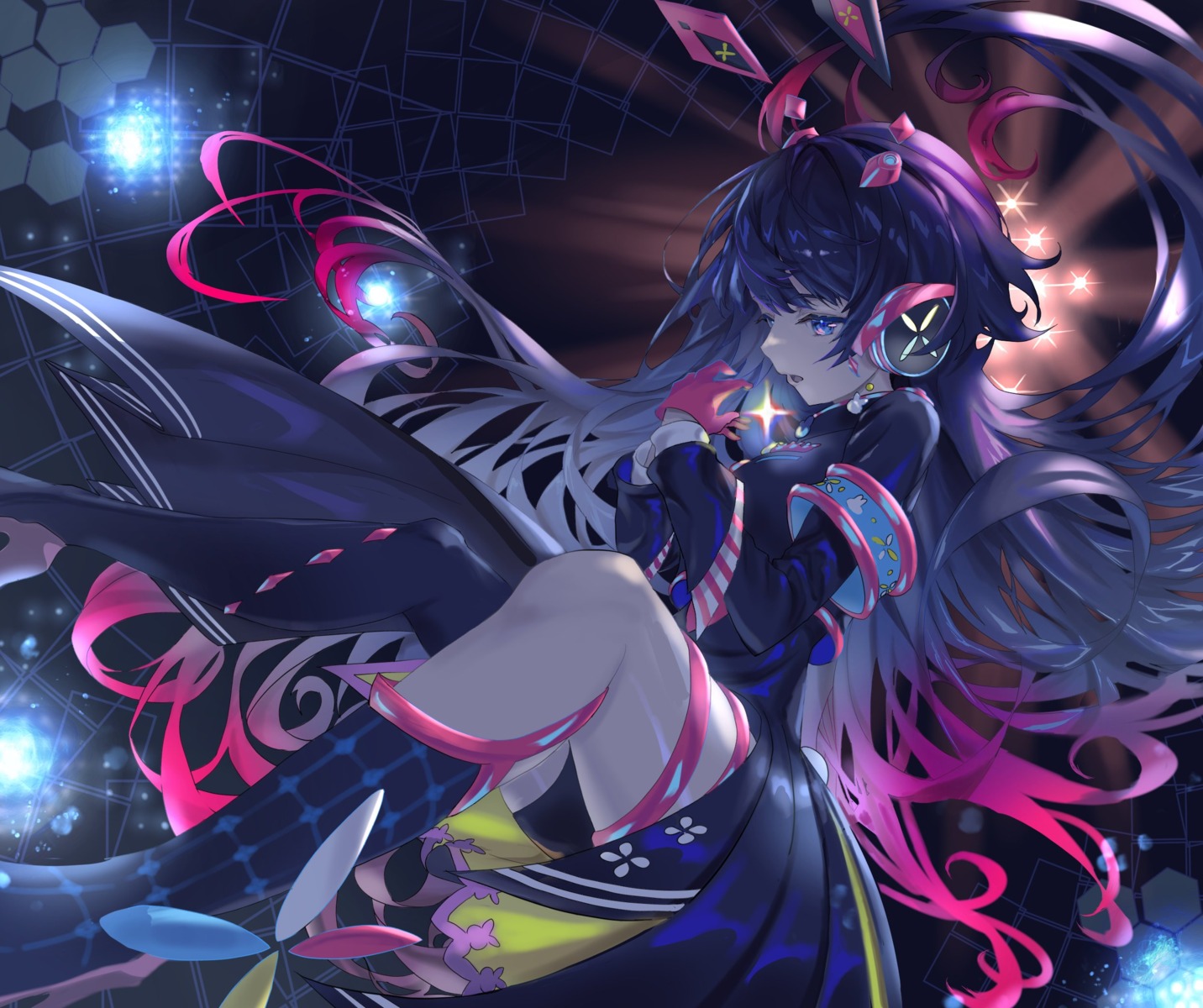 animal_ears, ata_(atatatatame01), bunny_ears, dress, headphones, heels, nijisanji, skirt_lift, tsukino_mito