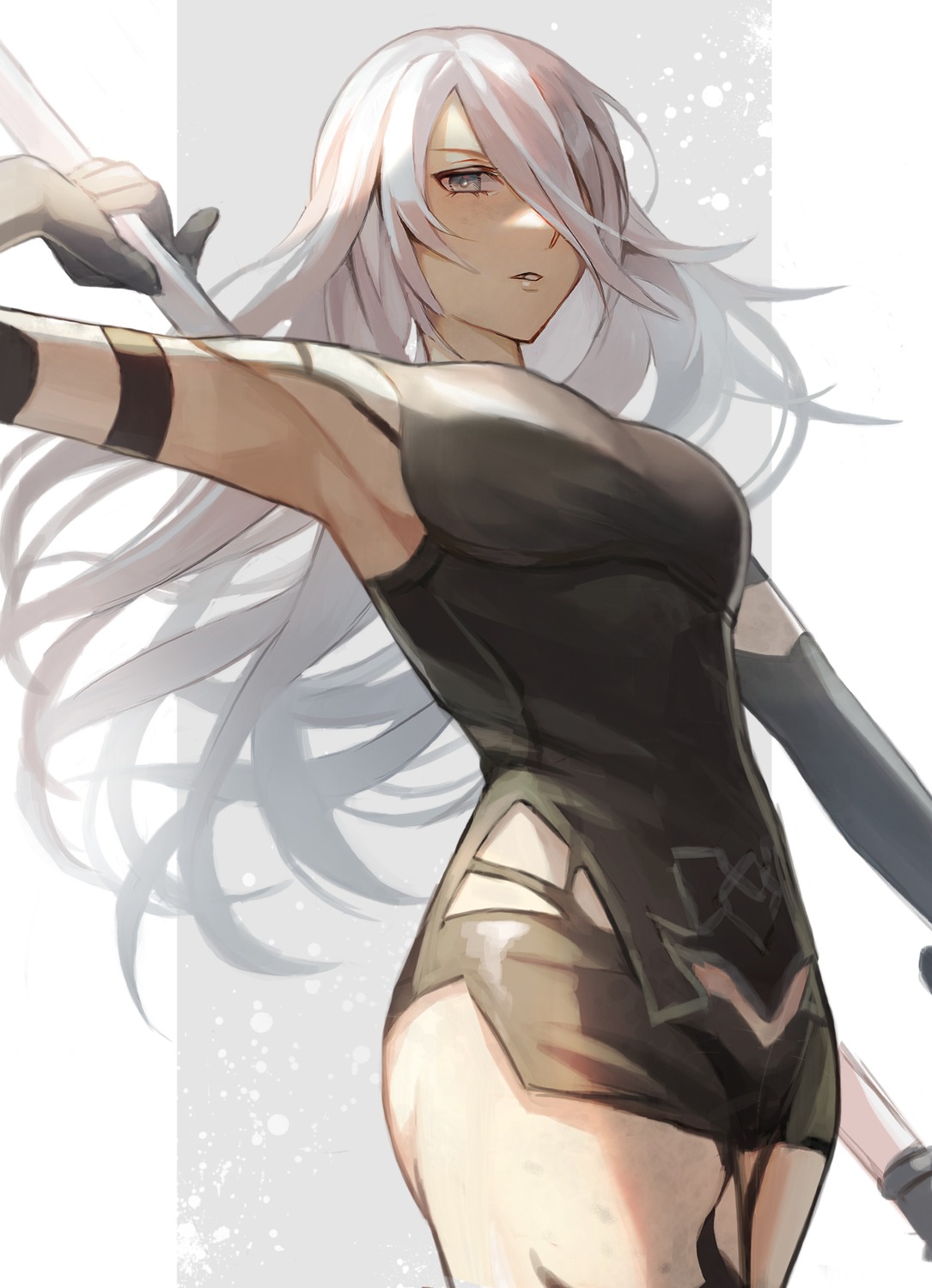 mecha_musume, moguta_(moguta9), nier, nier_automata, sketch, weapon