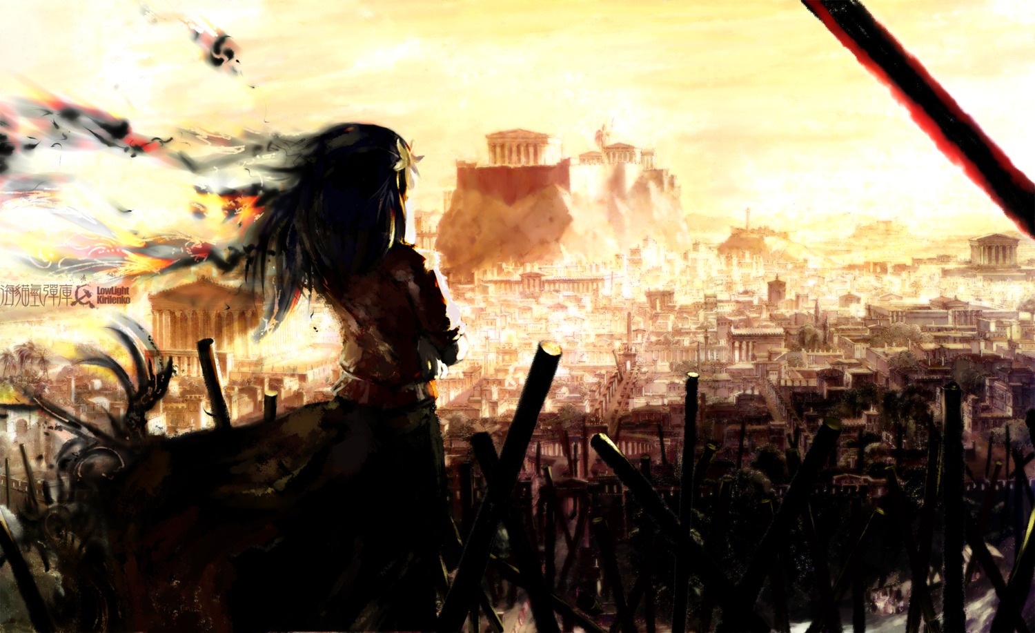 landscape, lowlight_kirilenko, touhou, yasaka_kanako