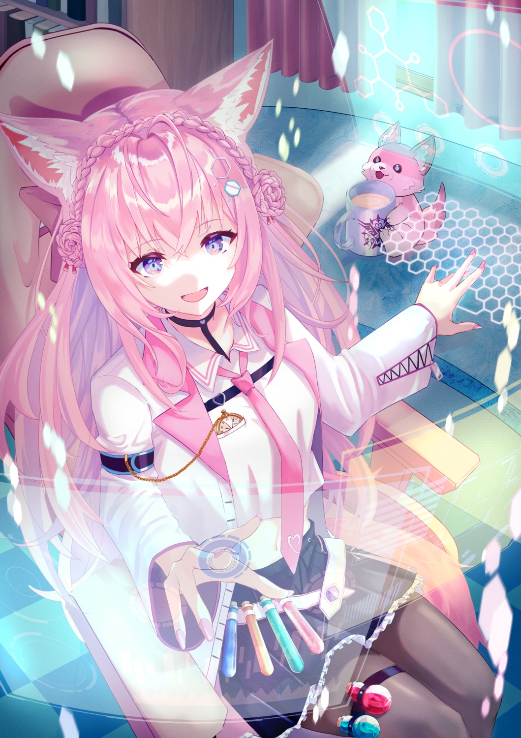 animal_ears, garter, hakui_koyori, hololive, pantyhose, shishamo