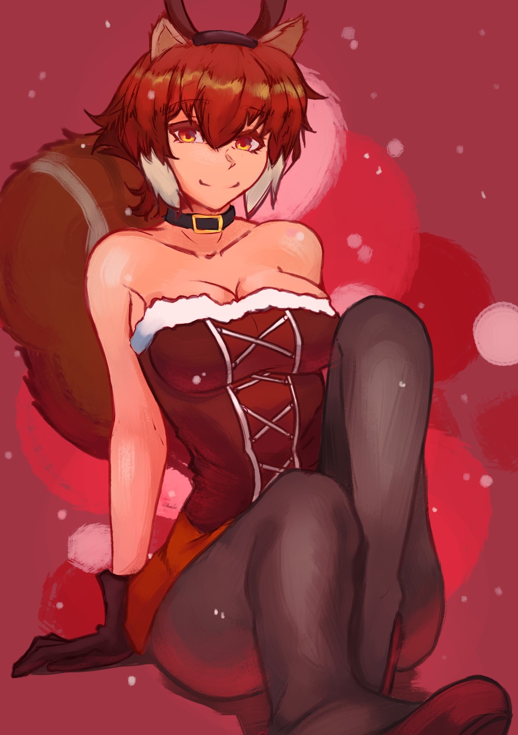 animal_ears, blazblue, blazblue:_calamity_trigger, blazblue:_chronophantasma, blazblue:_continuum_shift, christmas, cleavage, horns