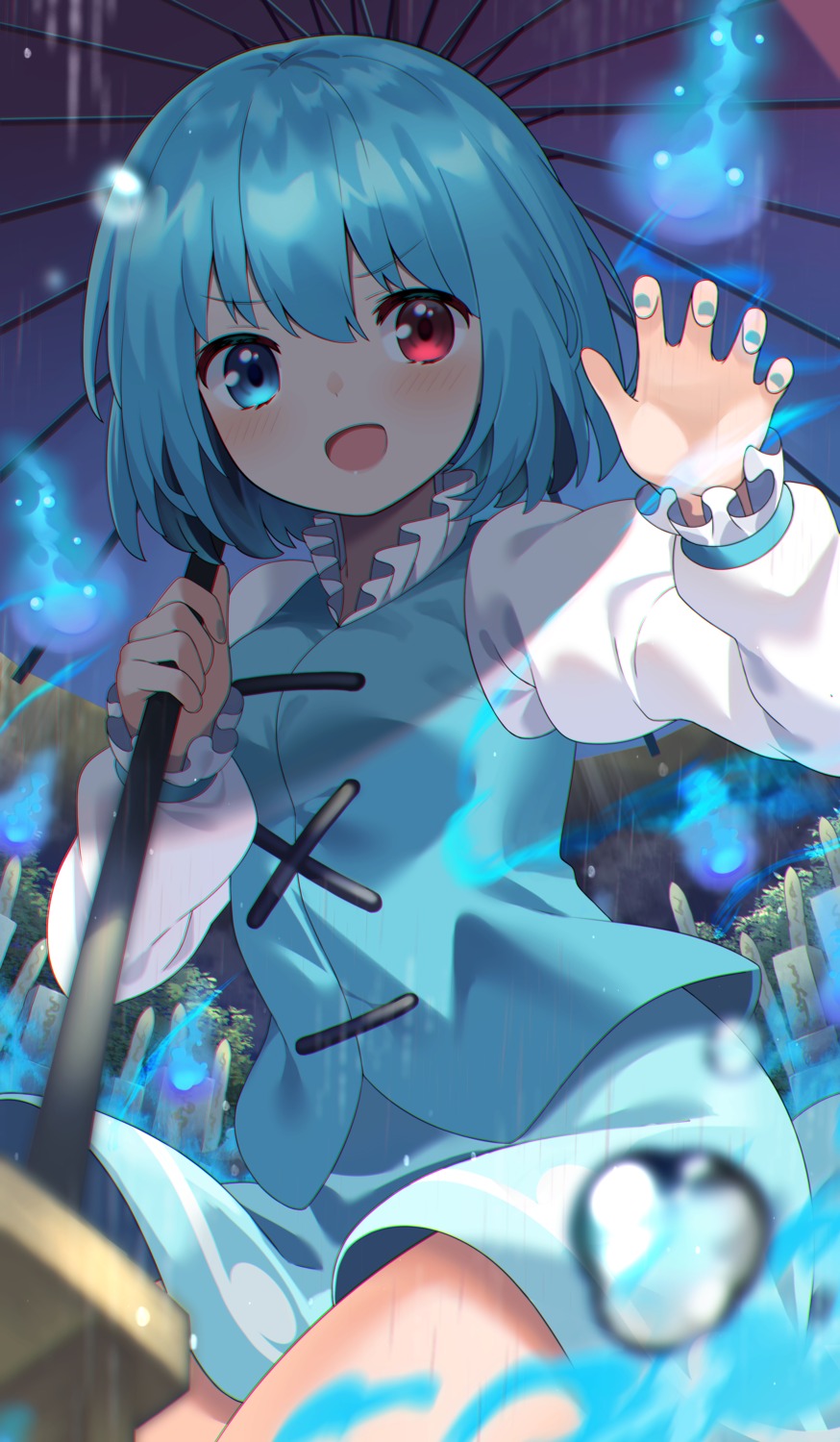 heterochromia, skirt_lift, tatara_kogasa, touhou, umbrella, yuujin_(yuzinn333)