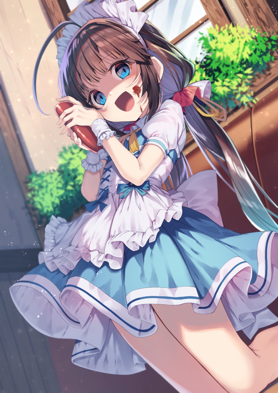 cream, gurasion, hinatsuru_ai, maid, ryuuou_no_oshigoto!, skirt_lift, yandere