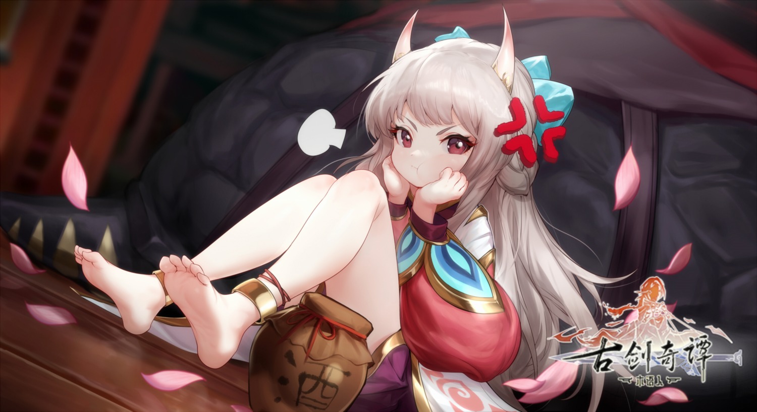 asian_clothes, feet, horns, jell_(jell_y_fish)