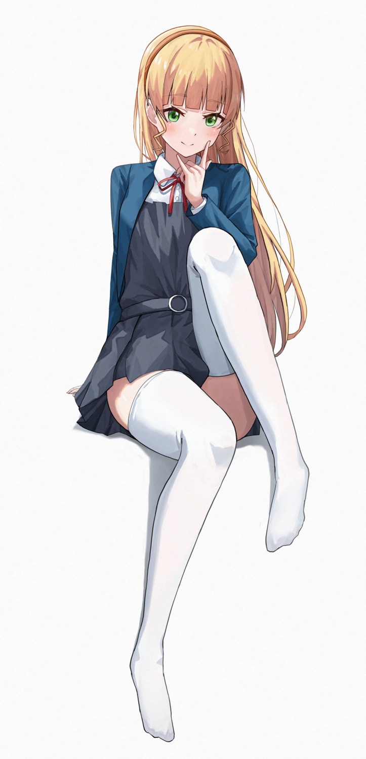 aftamc, feet, heanna_sumire, love_live!_(series), love_live!_superstar!!, seifuku, skirt_lift, thighhighs