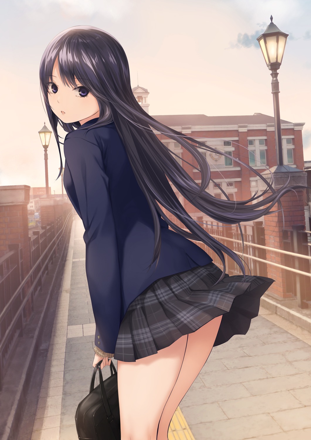 coffee-kizoku, seifuku, shiramine_rika, skirt_lift, sweater