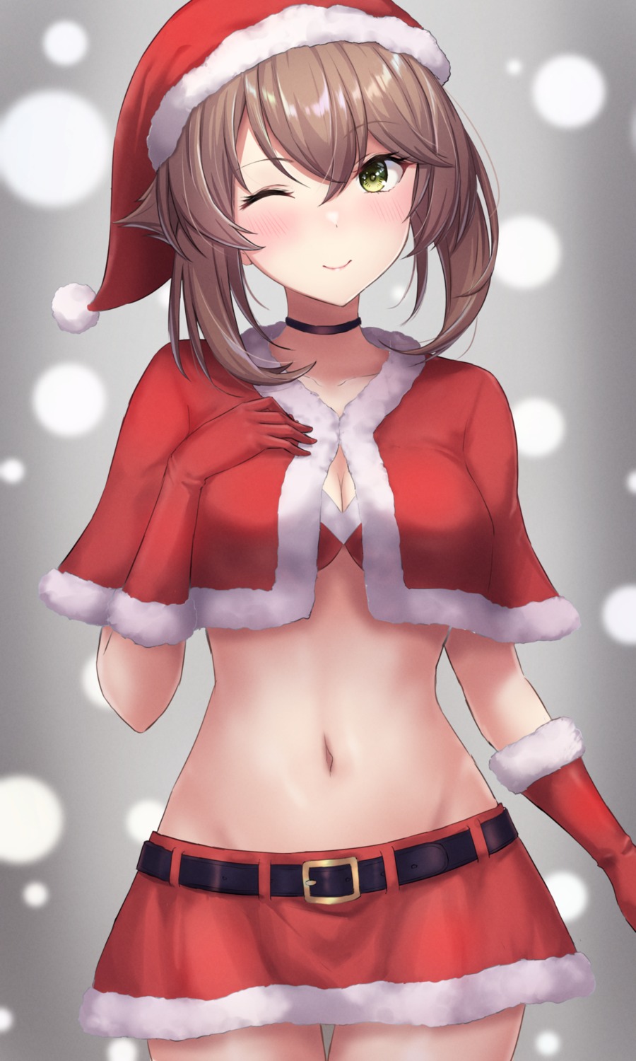 bra, christmas, cleavage, kantai_collection, monoku, mutsu_(kancolle)