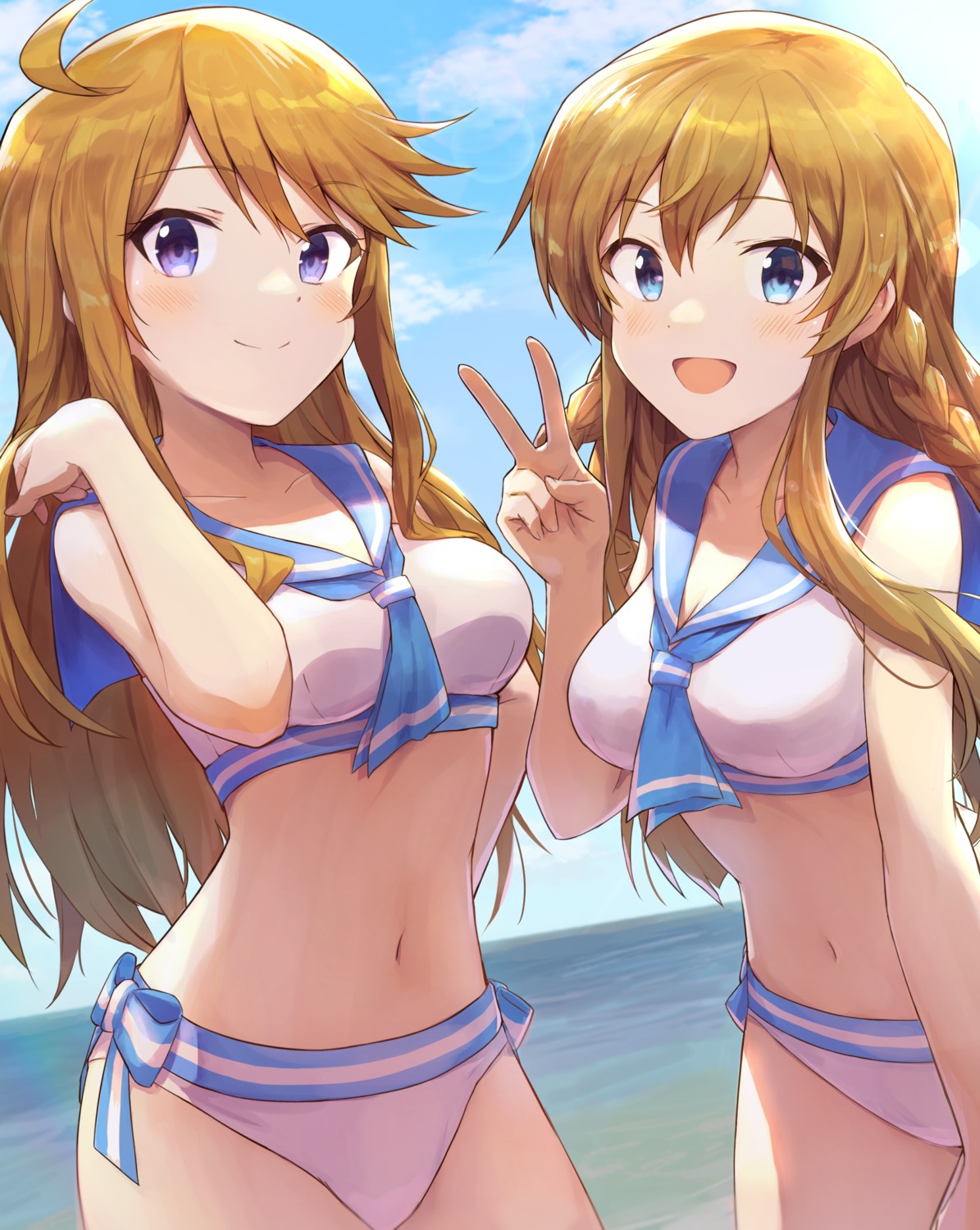 kousaka_umi, shuucream_(syuichi), swimsuits, the_idolm@ster, the_idolm@ster_million_live!, tokoro_megumi