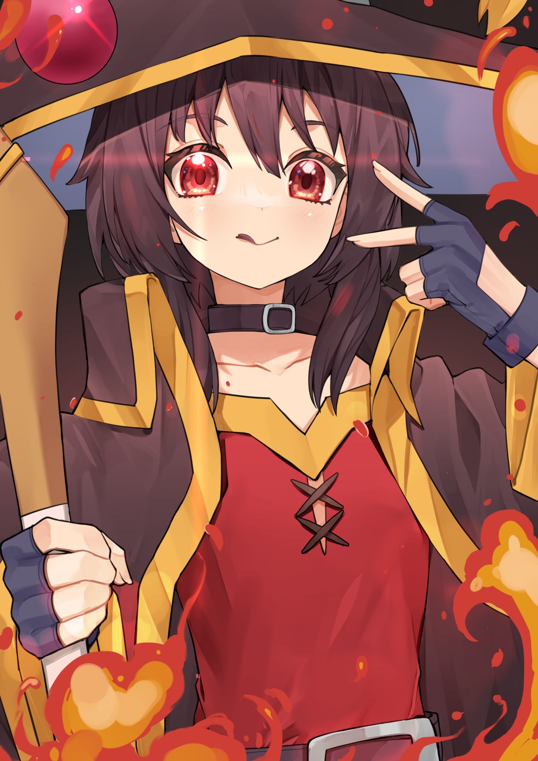ai-nohikari, kono_subarashii_sekai_ni_shukufuku_wo!, megumin, weapon, witch