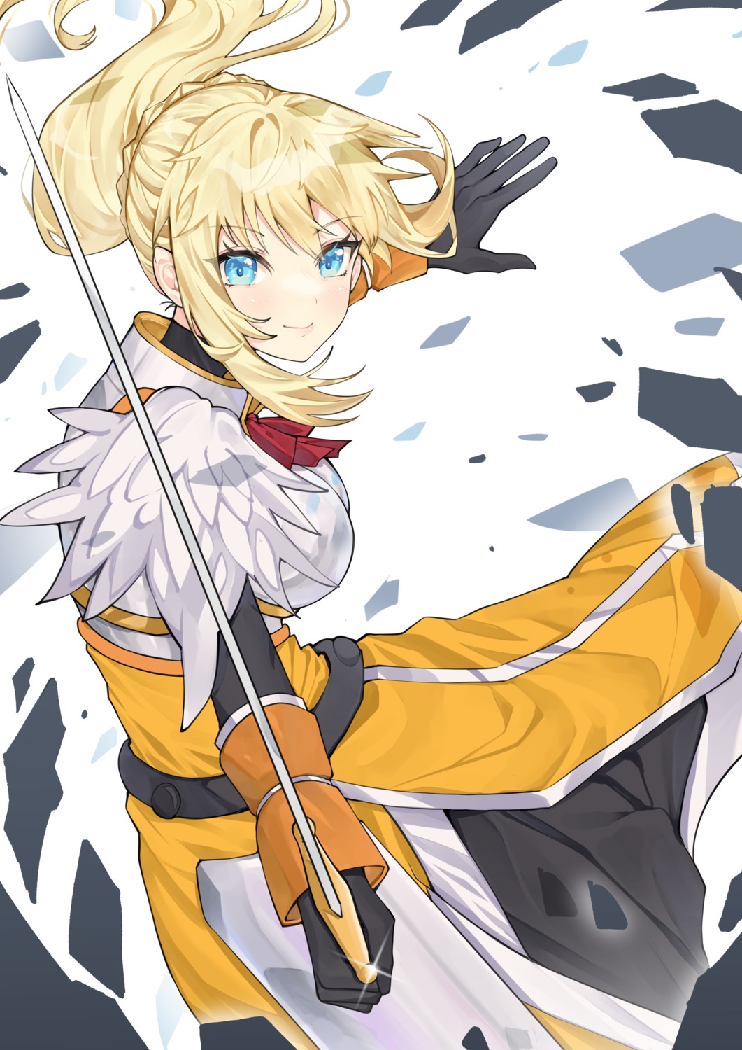 ai-nohikari, armor, dress, dustiness_ford_raratina, kono_subarashii_sekai_ni_shukufuku_wo!, skirt_lift, sword