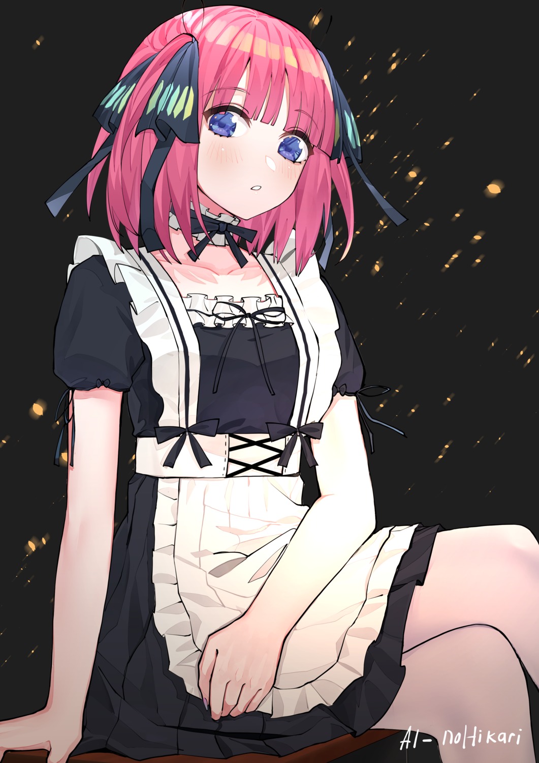 5-toubun_no_hanayome, ai-nohikari, maid, nakano_nino, skirt_lift