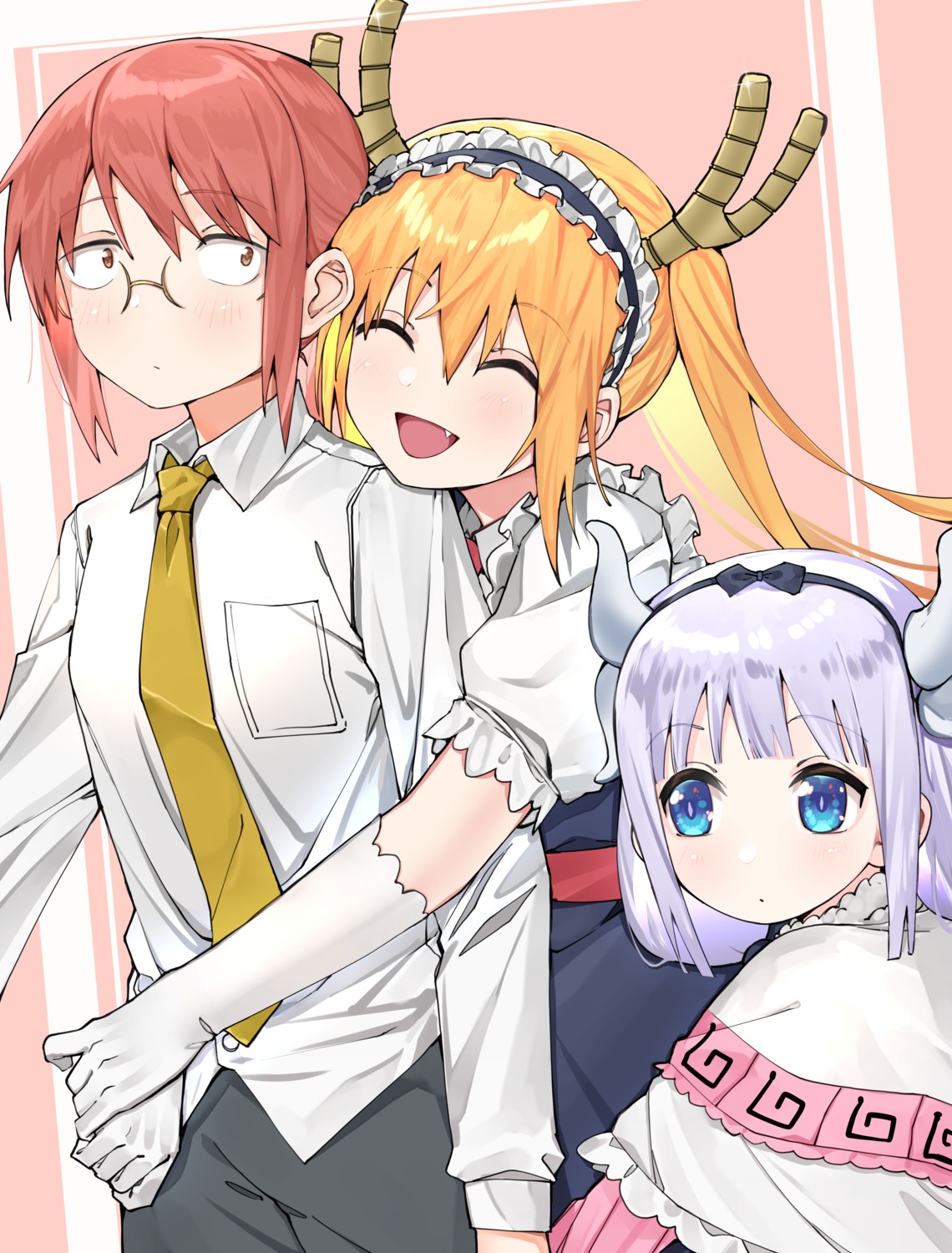 ai-nohikari, business_suit, horns, kanna_kamui, kobayashi-san_chi_no_maidragon, kobayashi_(maidragon), maid, megane